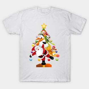 Santa and Friends Funny Transparent Christmas Tree T-Shirt